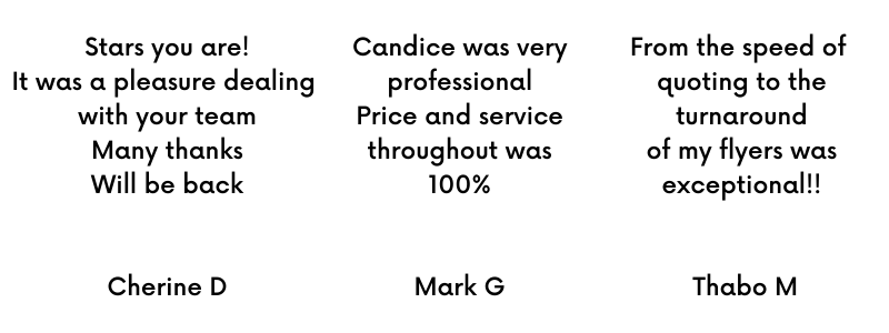 Customer testimonials